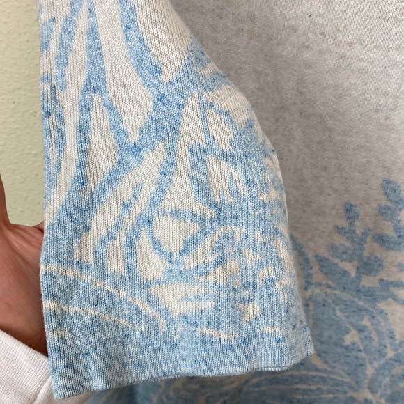 Soft Surroundings | Grey Blue Floral Oasis Crewneck Sweater M - Picture 5 of 7